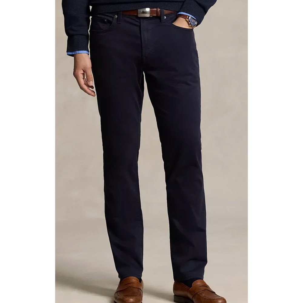 Polo Ralph Lauren Varick Slim Straight Stretch Sateen Pants Mens 34x30 Navy Blue